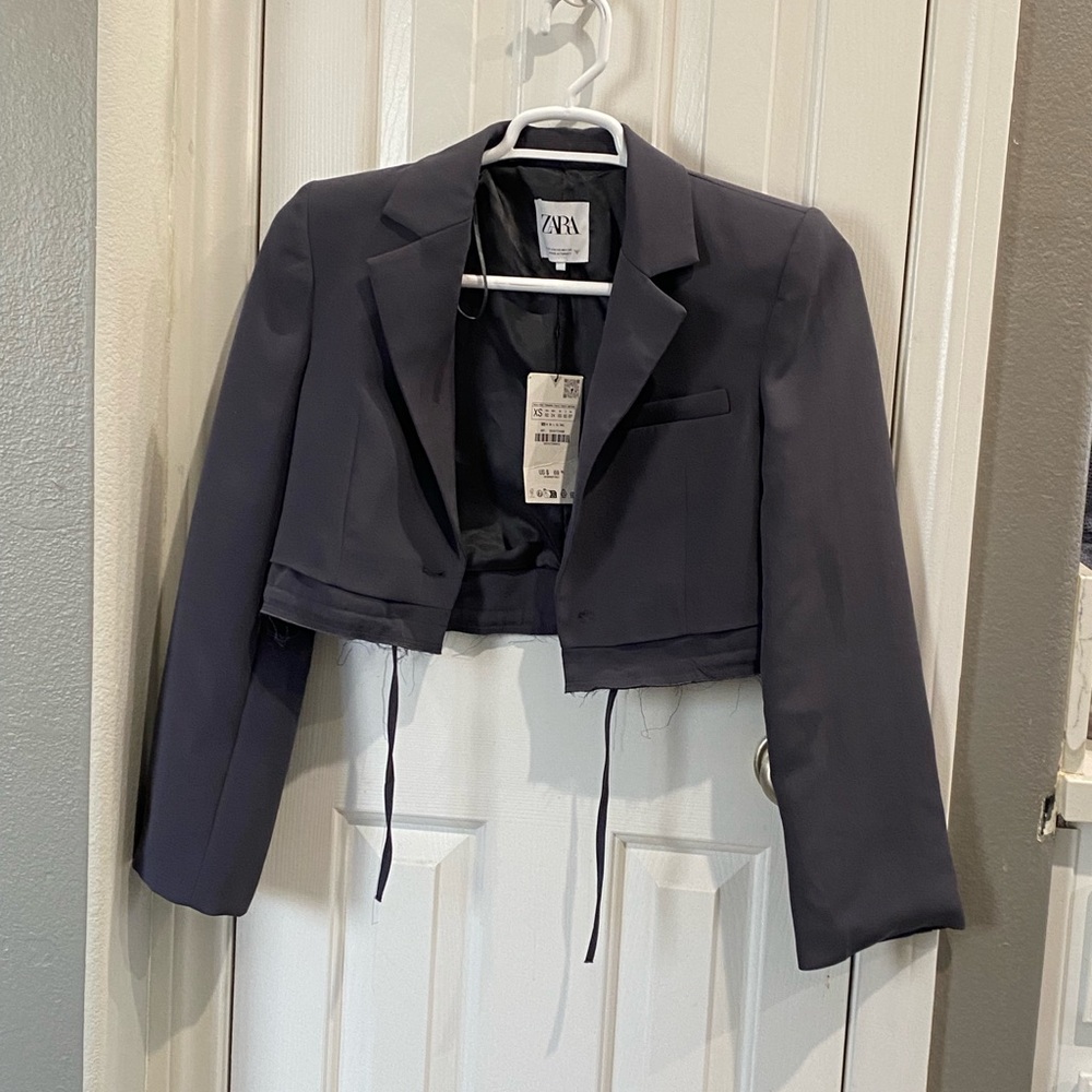 Zara Women's Gray Cropped Blazer